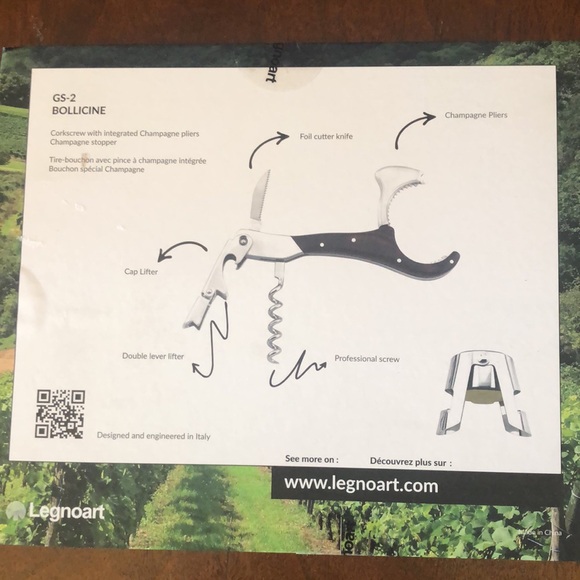 Legnoart Bollicine Corkscrew & Champagne Stopper Set New in Box! - Picture 3 of 5